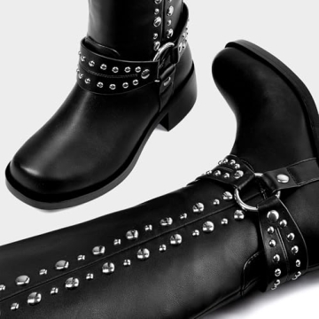 MUCCCUTE Stylish Knee High Moto Boots for Women