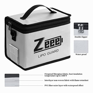 Zeee Fireproof and Explosionproof Battery Storage Bag - Large Capacity