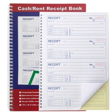 Professional Two Part Money and Rent Receipt Book - Carbonless Spiral Bound