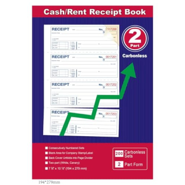 Money and Rent Receipt Book - Carbonless Copies