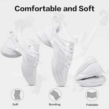 Smapavic Cheer Shoes for Youth Girls White Cheerleading Athletic Dance Shoes Tennis Sneakers for Com...
