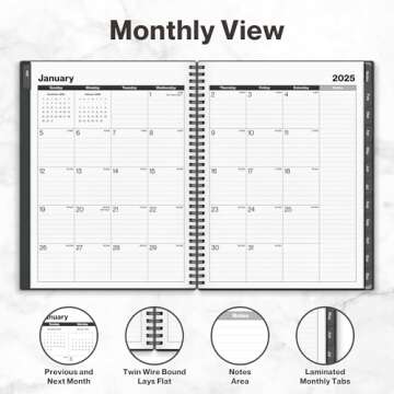Dunwell Large Planner Book 2025: 8.5x11 Daily Weekly Schedule Organizer with Tabs