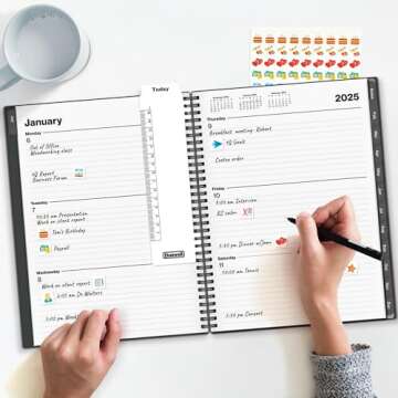 Dunwell Large 2025 Planner Book - Daily & Weekly Organizer