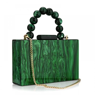 Emerald Green Acrylic Purses Evening Clutch with Chain