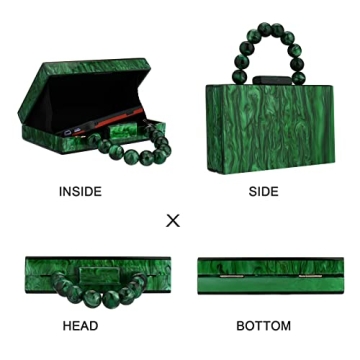 Emerald Green Acrylic Purses Evening Clutch with Chain