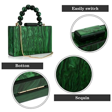 Emerald Green Acrylic Purses Evening Clutch with Chain