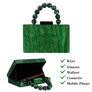 Emerald Green Acrylic Purses Evening Clutch with Chain