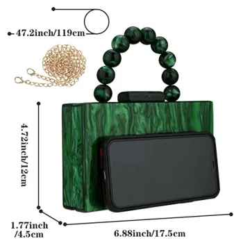 Emerald Green Acrylic Purses Evening Clutch with Chain