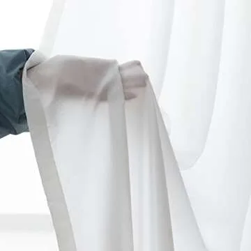 Ftinala Extra Long Curtains 132 Inch Semi Sheer Curtains White Pinch Pleat Light Filtering Curtains & Drapes 2 Panels High Ceiling Living Room Divider Curtains Privacy Window Treatments Velvety