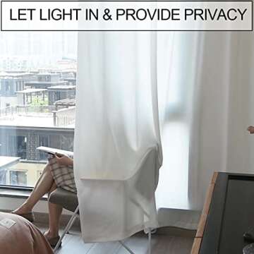 Ftinala Extra Long Curtains 132 Inch Semi Sheer Curtains White Pinch Pleat Light Filtering Curtains & Drapes 2 Panels High Ceiling Living Room Divider Curtains Privacy Window Treatments Velvety