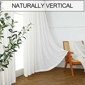 Ftinala Extra Long Curtains 132 Inch Semi Sheer Curtains White Pinch Pleat Light Filtering Curtains & Drapes 2 Panels High Ceiling Living Room Divider Curtains Privacy Window Treatments Velvety