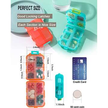 Compact Travel Pill Organizer with Labels for All Ages