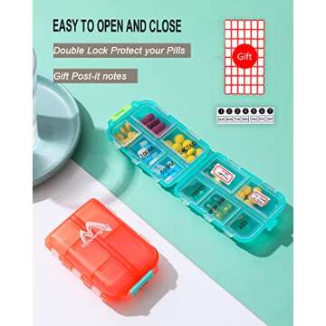 Compact Travel Pill Organizer with Labels for All Ages