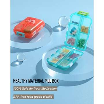 Compact Travel Pill Organizer with Labels for All Ages
