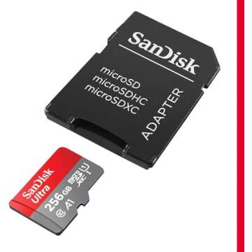 SanDisk 256GB Ultra microSDXC UHS-I Memory Card with Adapter - Up to 150MB/s, C10, U1, Full HD, A1, ...
