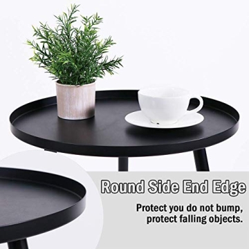Stylish and Durable Tray Metal Round Side End Table