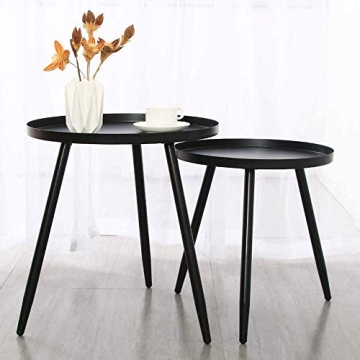 Stylish and Durable Tray Metal Round Side End Table