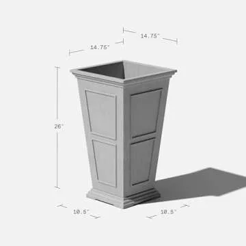 Veradek Brixton Series Tall Plastic Planter - Large Outdoor Planter for Front Porch | Crack Resistan...