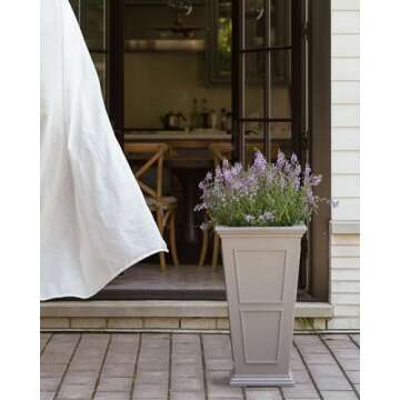 Veradek Brixton Series Tall Plastic Planter - Large Outdoor Planter for Front Porch | Crack Resistant All-Weather Use | Classic Estate Design for Tall Plants, Flowers, Trees