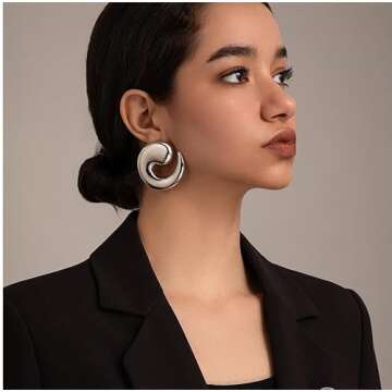 Statement Earrings for Women Chunky Gold Earrings Big Spiral Earrings Large Swirl Earrings Geometric...