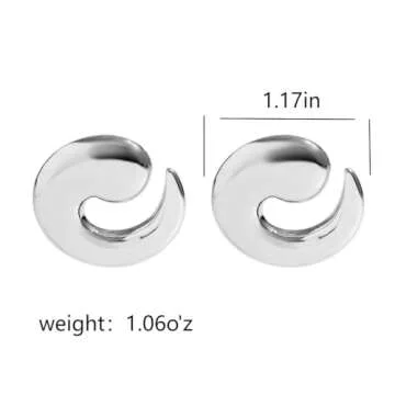 Statement Earrings for Women Chunky Gold Earrings Big Spiral Earrings Large Swirl Earrings Geometric Trendy Earrings Fashion Jewelry Gifts (silver)