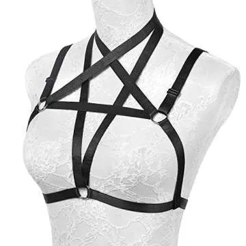 JELINDA Body Harness Bra for Women: Sexy Women Harness Cage Bra Open Cup Bra Punk Gothic Style Strappy Bralette
