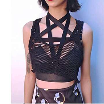 JELINDA Body Harness Bra for Women: Sexy Women Harness Cage Bra Open Cup Bra Punk Gothic Style Strappy Bralette