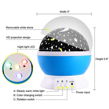Luckkid 360° Baby Night Light Projector with USB