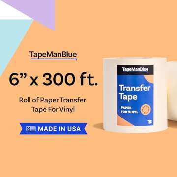 6" x 300' Roll of Paper Transfer Tape for Vinyl, Made in America, Premium-Grade Transfer Paper for V...