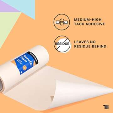 6" x 300' Roll of Paper Transfer Tape for Vinyl, Made in America, Premium-Grade Transfer Paper for Vinyl with Layflat Adhesive for Cricut Crafts, Decals, and Letters