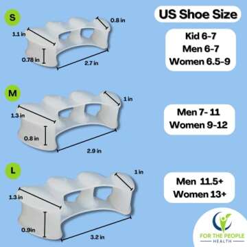 Toe Separators for Foot Alignment- Strengthening and Balance- For Hammertoes, Bunions, Plantar Fasciitis, Hallux Valgus – Spreaders- Size Large (1 pair)