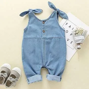 Happy Town Baby Girls Denim Bodysuit Halter Style
