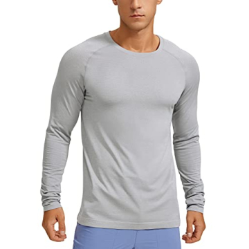 CRZ YOGA Mens Seamless Long Sleeve Tee Shirts Moisture Wicking Workout Athletic Running Shirts Breat...