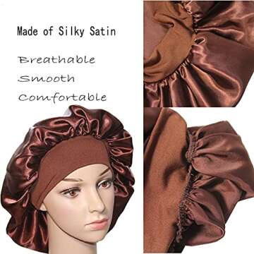 VEYRNEIC Hair Satin Bonnet for Sleeping and Shower with Storage Bag