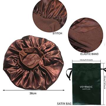 VEYRNEIC Silky Satin Hair Bonnet with Storage Bag