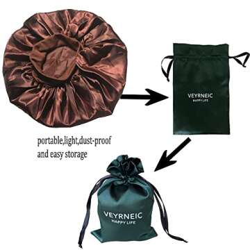 VEYRNEIC Silky Satin Hair Bonnet with Storage Bag