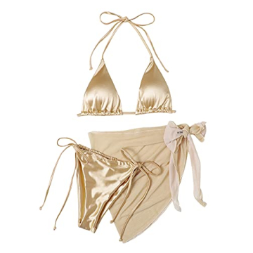 SOLY HUX Women's 3 Piece High Waisted Bikini with Skirt