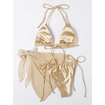 SOLY HUX Women's 3 Piece High Waisted Bikini with Skirt