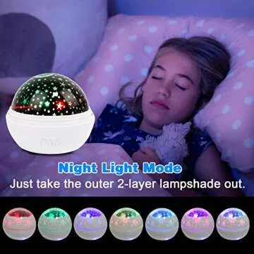 Hesento Night Light for Kids, Night Light & Star Projector, 360 Rotating Kids Night Light, 8 Lighting Modes Star Lights for Bedroom Party Birthday Chirstmas Gifts