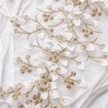 Lilosy Sexy Lace Up Floral Embroidered Bodysuit