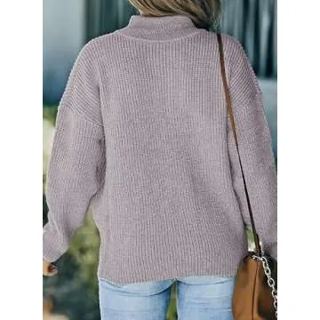 Dokotoo Elegant Gray Sweater for Women - Fashionable 1/4 Zip Pullover