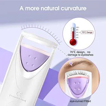 TOUCHBeauty Professional Heated Eyelash Curler with Silicone Refill Pad Curling Tool for Women Long Lasting Eyelashes TB-2003B