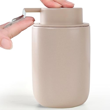 Stylish BosilunLife Ceramic Soap Dispenser - Matte Khaki Design for Kitchen & Bathroom