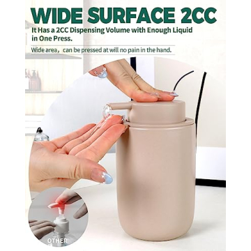 BosilunLife Matte Khaki Ceramic Soap Dispenser for Kitchen