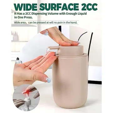 BosilunLife Matte Khaki Ceramic Soap Dispenser for Kitchen