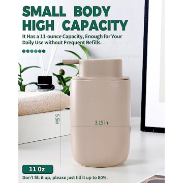 BosilunLife Matte Khaki Ceramic Soap Dispenser for Kitchen
