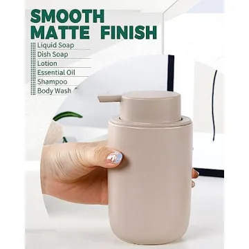 BosilunLife Matte Khaki Ceramic Soap Dispenser for Kitchen
