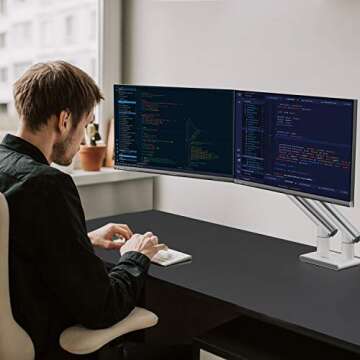 WALI Dual Monitor Stand White Arms Mounts, for 2 Monitors, Mechanical Spring Tension Indicator Fully Adjustable Bracket, Up to 32 inch, 22lbs Weight Capacity (MATI002-W), White