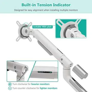 WALI Dual Monitor Stand White Arms Mounts, for 2 Monitors, Mechanical Spring Tension Indicator Fully Adjustable Bracket, Up to 32 inch, 22lbs Weight Capacity (MATI002-W), White