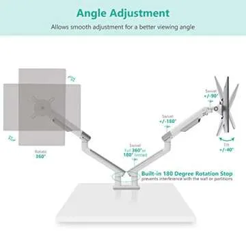 WALI Dual Monitor Stand White Arms Mounts, for 2 Monitors, Mechanical Spring Tension Indicator Fully Adjustable Bracket, Up to 32 inch, 22lbs Weight Capacity (MATI002-W), White